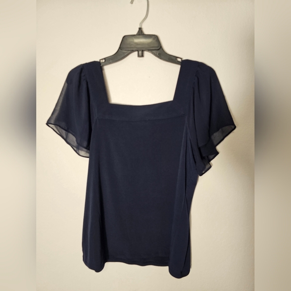Calvin Klein Elegant Navy Blue Square Neckline Women's Top Size Medium NWOT - Picture 6 of 8